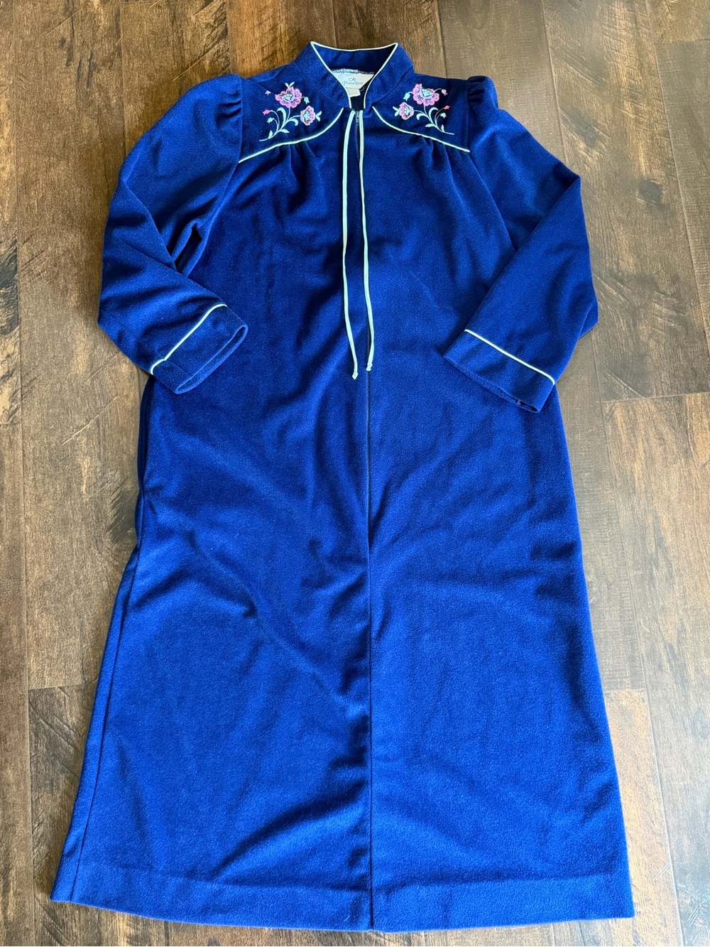 Sears Royal Blue Long Floral-Embroidered Girls' Nightgown